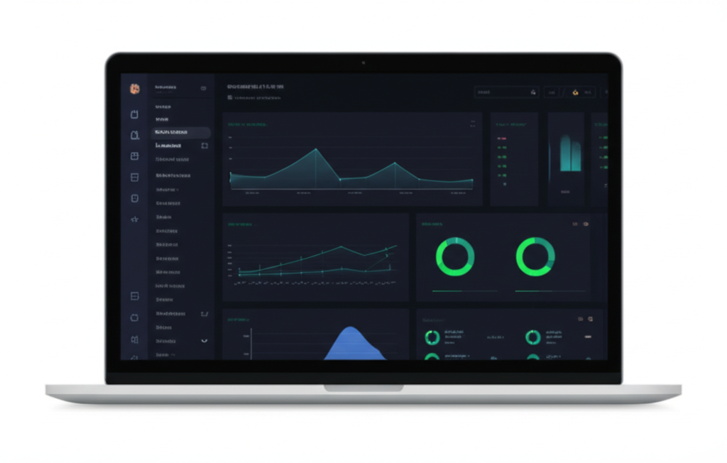 Interface d'application web moderne avec tableau de bord et visualisation de données